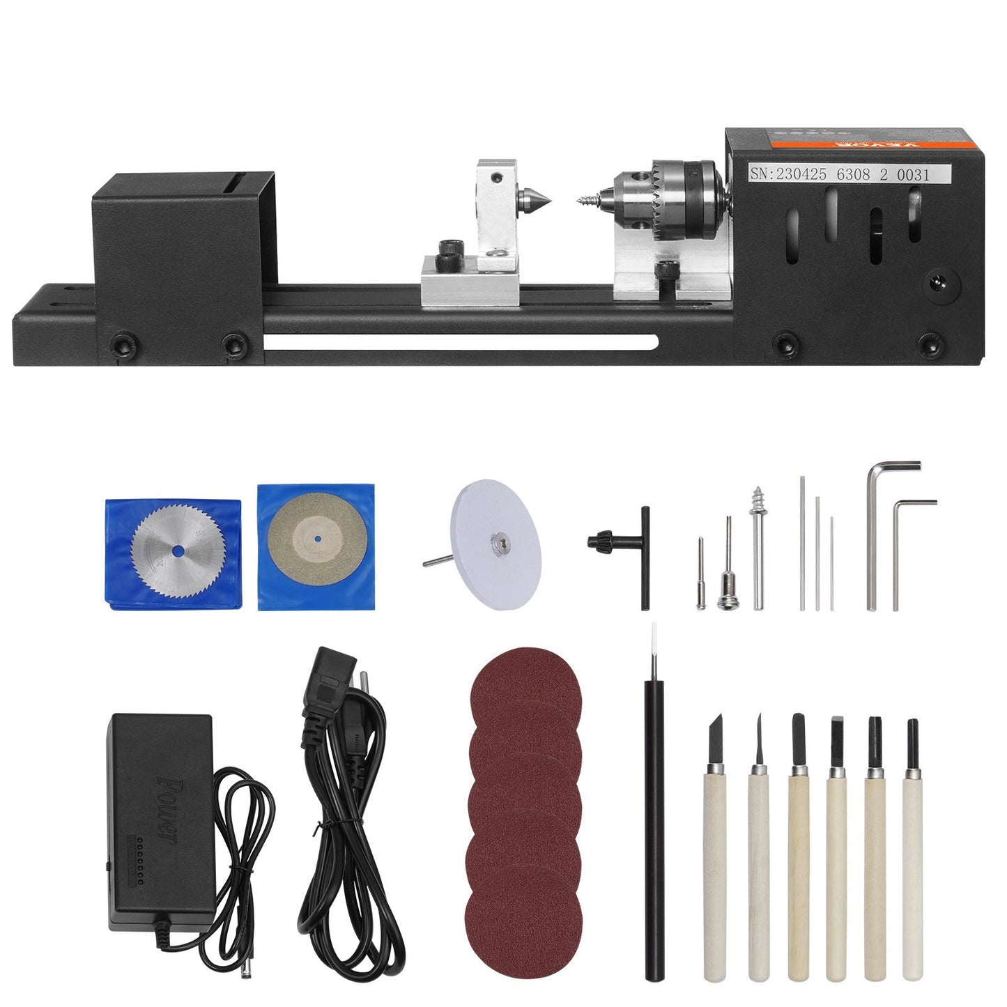 Mini Lathe Machine, 2.76 In X 6.3 In, 24VDC 96W Mini Wood Lathe Tools Milling Machine Accessories, - DropOnline.co