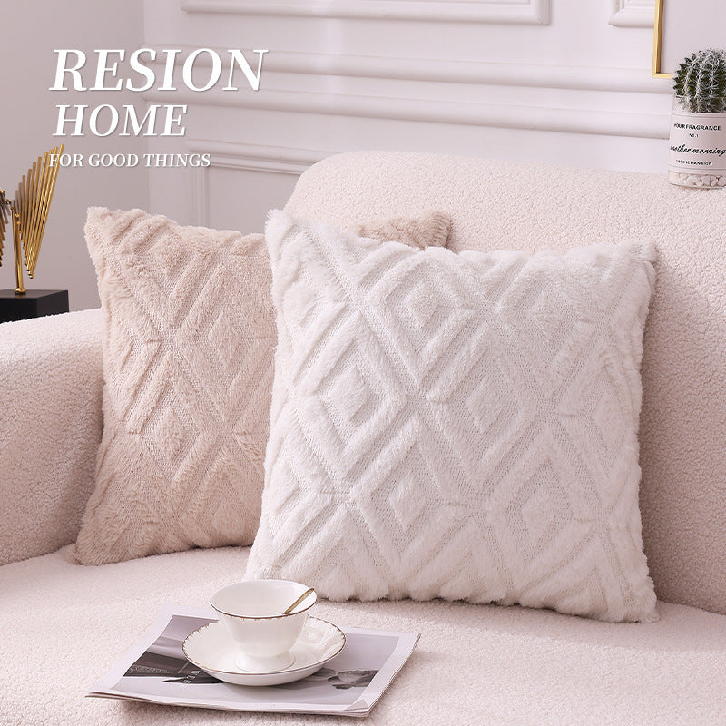 Modern Minimalist Diamond Plush Pillowcase Bed Head Cushion Cover - DropOnline.co