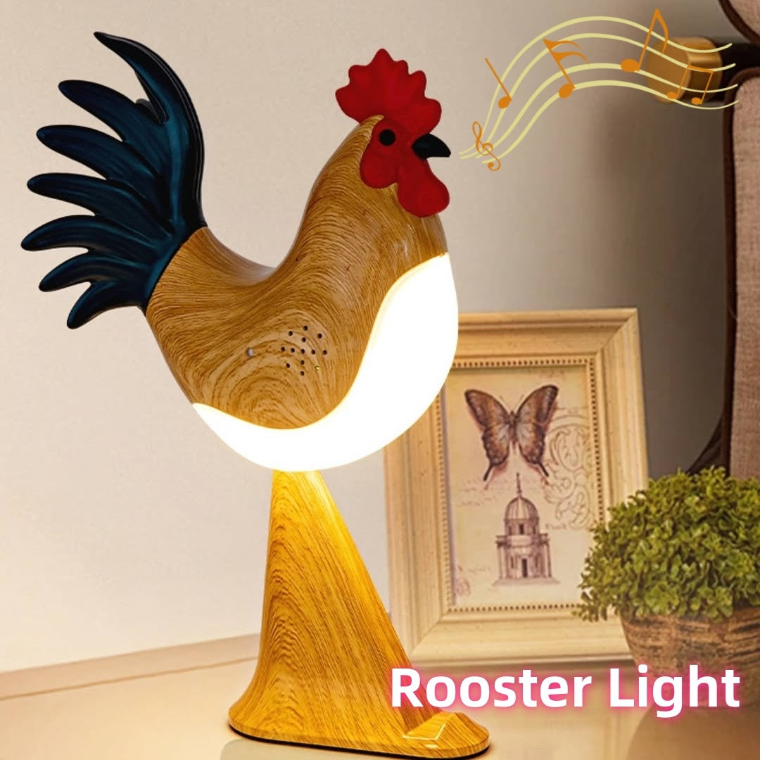 LED Rooster Night Light Touch With Sound Rechargeable Bedroom Bedside Lamp Dimmable Car Ambience Aroma Carrying Lamp Home Decor - DropOnline.co