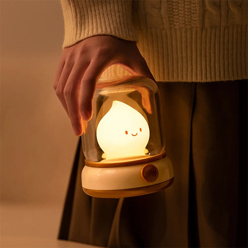 Retro Small Night Lamp - Bedroom Mini Desktop LED Cute Rechargeable Portable Cartoon Table Lamp - DropOnline.co