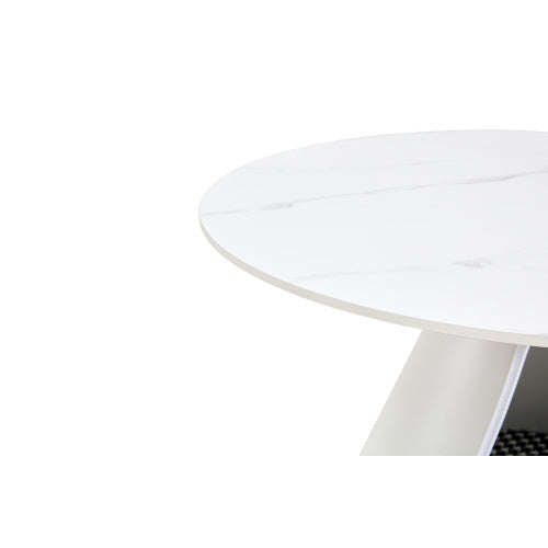 Set Of 2 Coffee Round Tables With A Marble-look Top And Steel Base With 2 Cat Beds Multifunctional And Stylish Entable - DropOnline.co