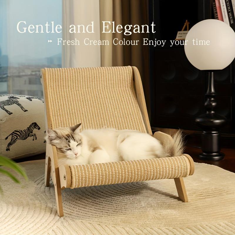 2-in-1 Cat Hammock And Scratching Post Durable Linen Rope Pet Rest Chair For All Seasons - DropOnline.co