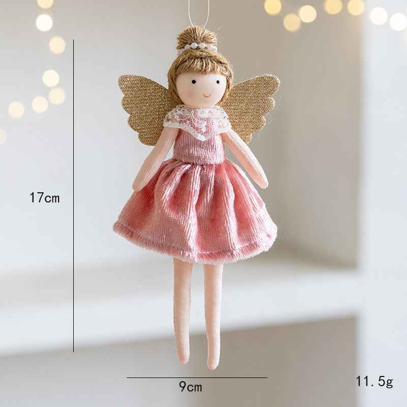 Christmas Flannel Angel Girl Pendant - High-Grade Ankle-Tied Ornament Decoration - DropOnline.co