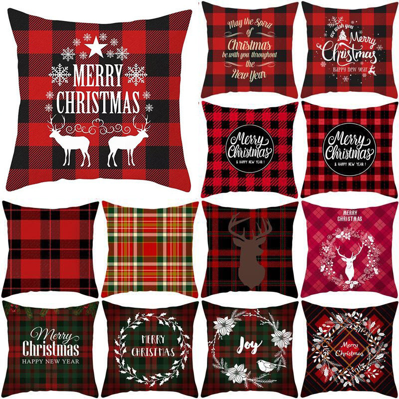 Christmas Pillow Cover Festival Festive Linen Printing Living Room Home Cushion Cover Bedroom Pillow - DropOnline.co