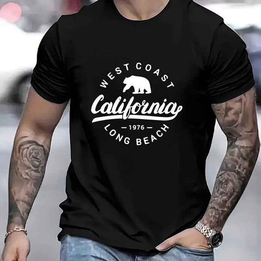 Men's California Style Heat Transfer T-Shirt - Washable Graphic Tee