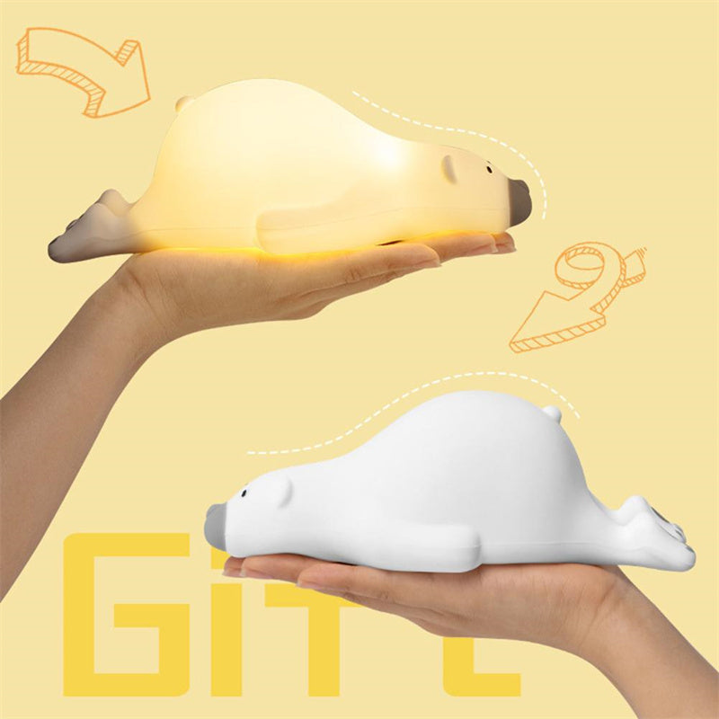 Cute Bear Silicone Night Light - 3 Levels Atmosphere Table Lamp for Children Kid Bedroom Bedside - DropOnline.co