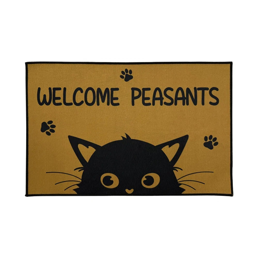 1 Piece Cat Welcome Doormat, Washable Low Pile Rug With Non-Slip Rubberized Dots Backing, Moisture-Absorbent Bath Mat For Bathroom Shower Laundry Room Bedroom Living Room Entryway Kitchen Floor Mat - DropOnline.co
