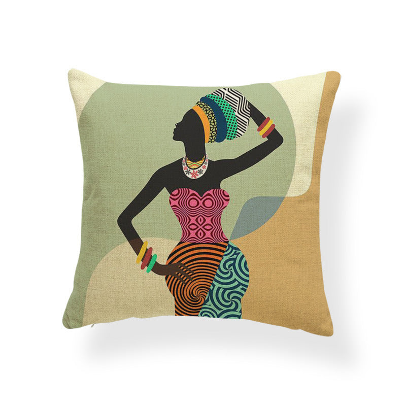 Printed cotton and linen cushion cover - DropOnline.co