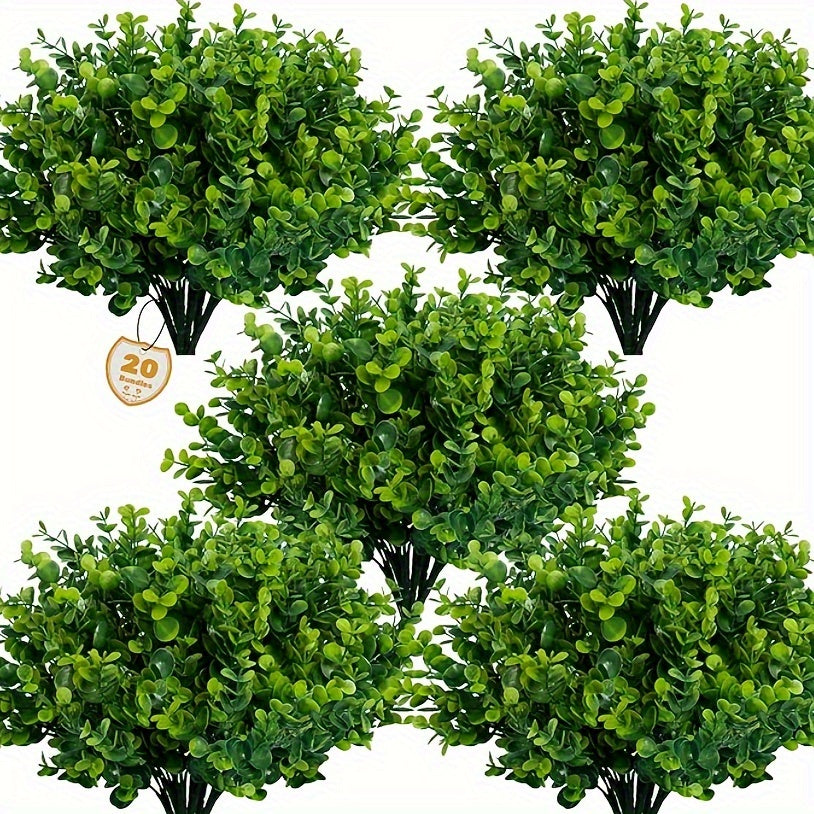 Set Of 20 UV-resistant Bionic Eucalyptus, Suitable For Indoor And Outdoor Decoration-perfect For Weddings, Homes, Gardens, And Offices - DropOnline.co
