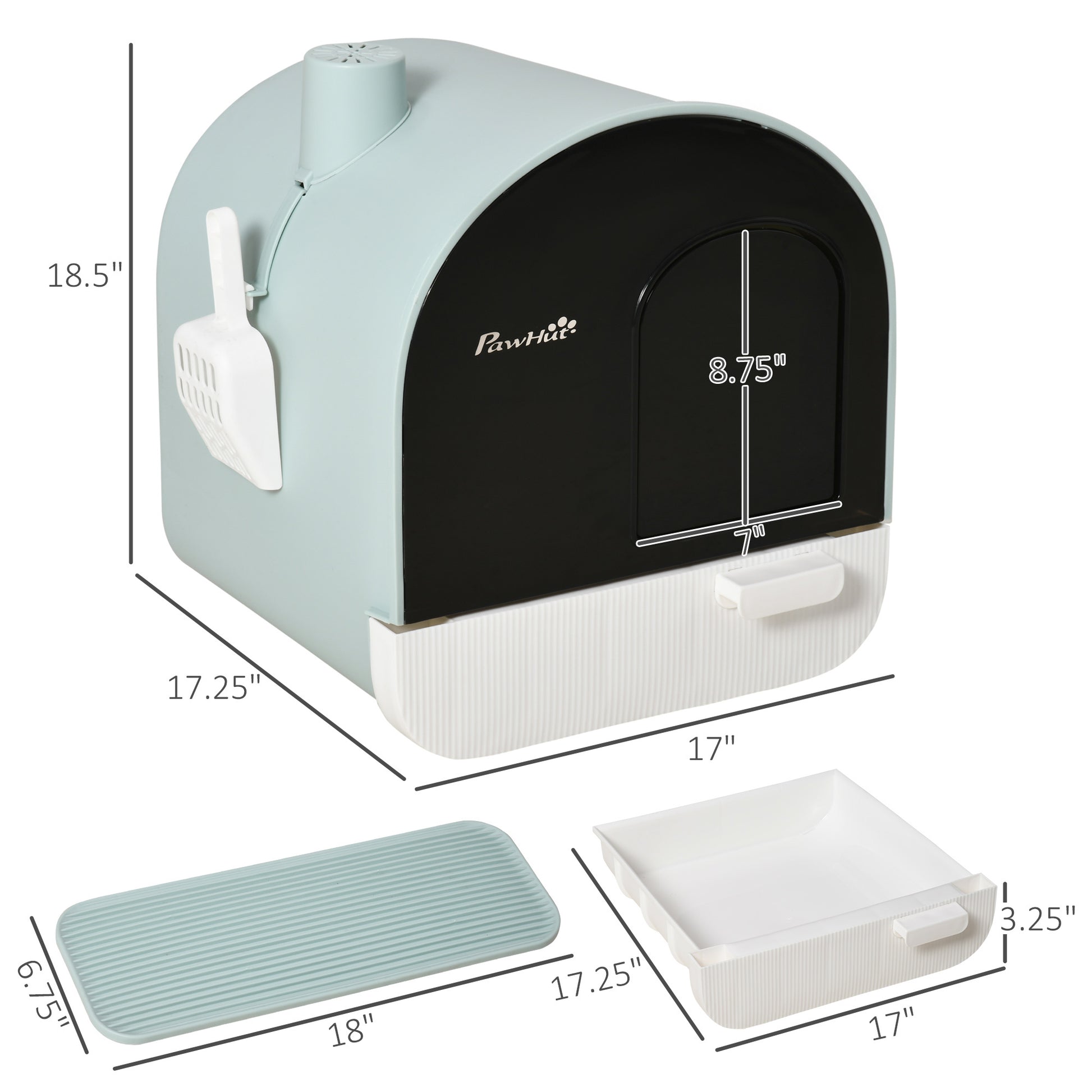 Cat Litter Box With Lid, Indoor Cat With Tray, Spoon, Strainer - DropOnline.co