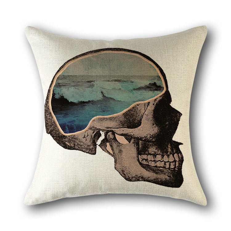 Skull Print Cushion Cotton Cover Sofa Cushion Bed Scandinavian Decorative Pillow Case - DropOnline.co