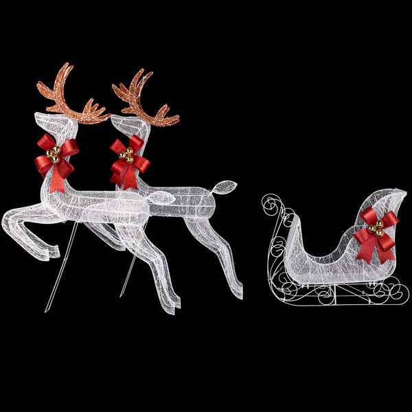 211X27.5X100cm Deer Sled - White Light Powder Mesh Christmas Reindeer Decoration - DropOnline.co
