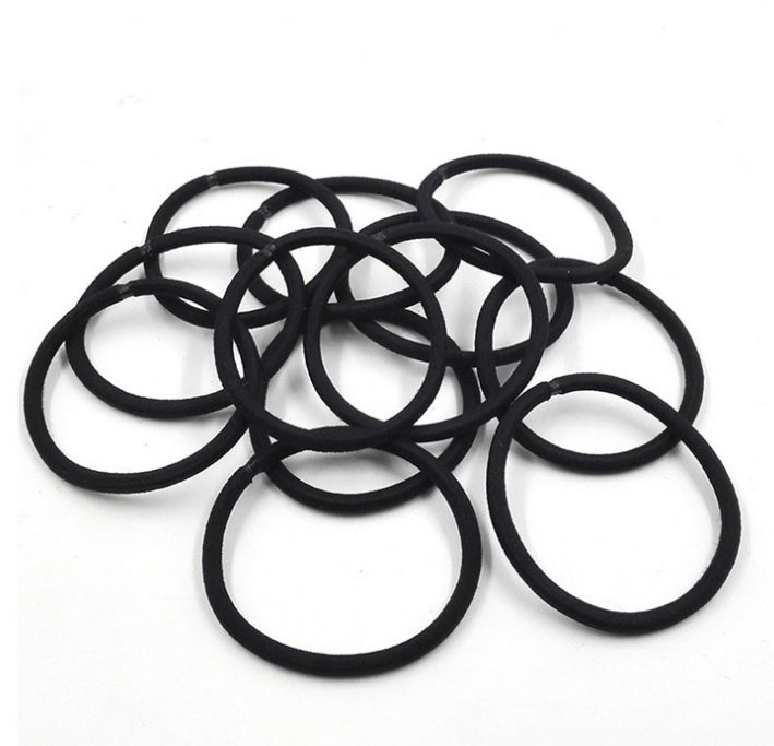 100Pcs Black Elastic Hair Bands Ponytail Holder Head Rope Ties Hats Hair Styling Kids Girl Accessories Scrunchie - DropOnline.co