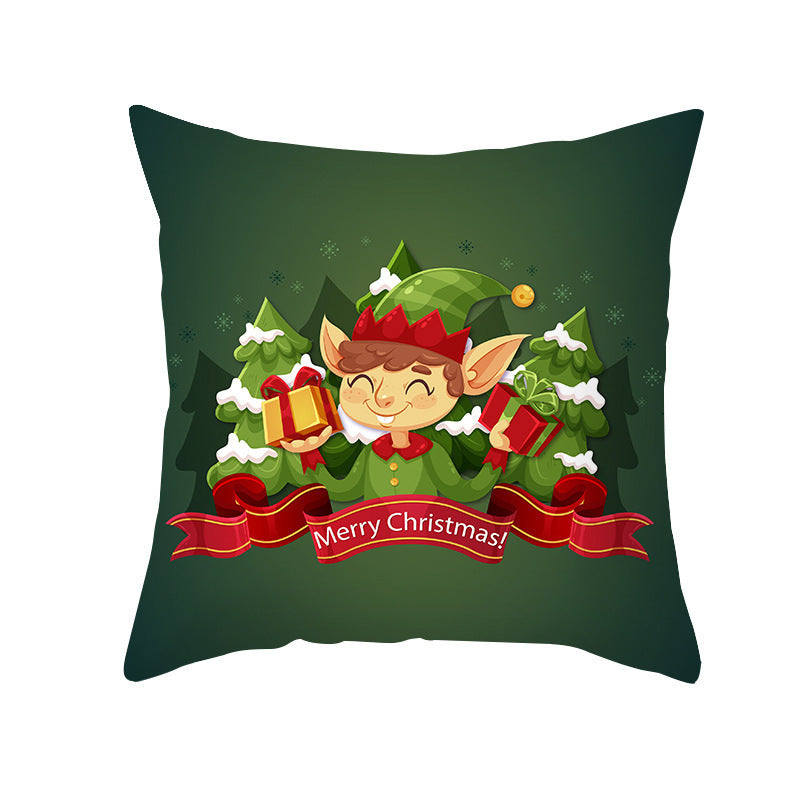 Cartoon Santa Claus Series Peach Skin Sofa Cushion Cover - Fun Christmas Holiday Decoration - DropOnline.co