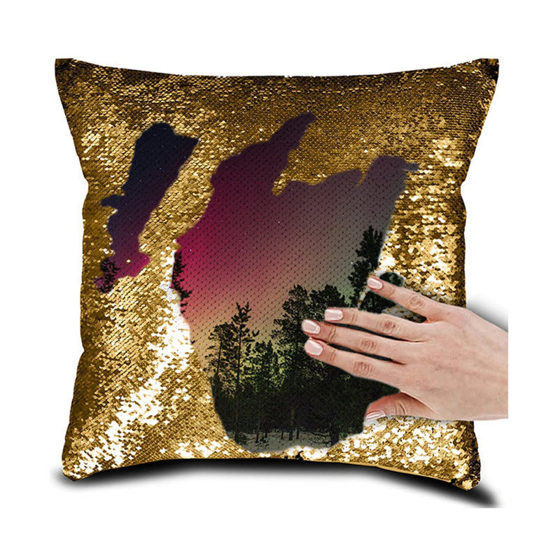Personalised Photo Your Name Or Text Decorative Sequin Pillow Cushion Cover Reveal Magic Gift Mother Of The Bride Groom 16*16" - DropOnline.co