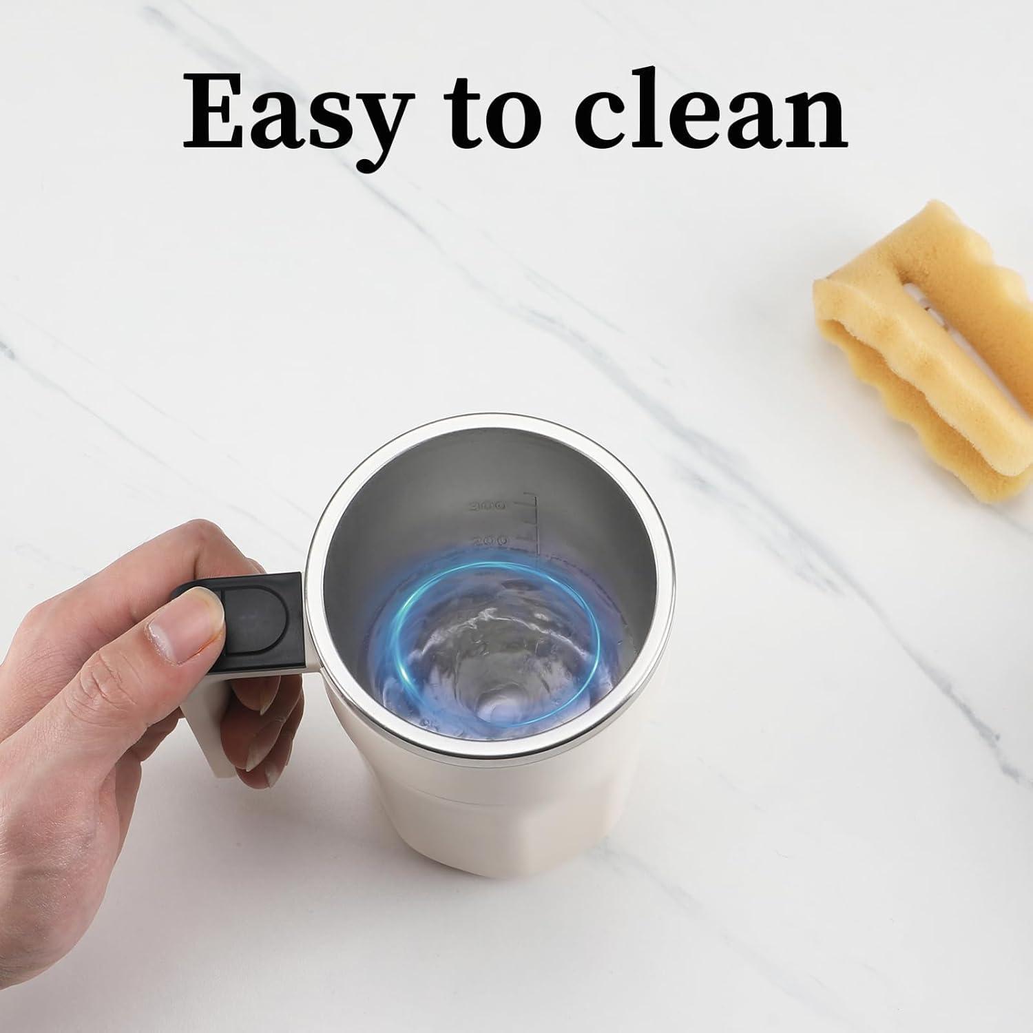 Mocha 12 Oz With Temperature Display Rechargeable Automatic Stirring Coffee Cup With Lid Suitable For Coffee Milk And Other Drinks White - DropOnline.co