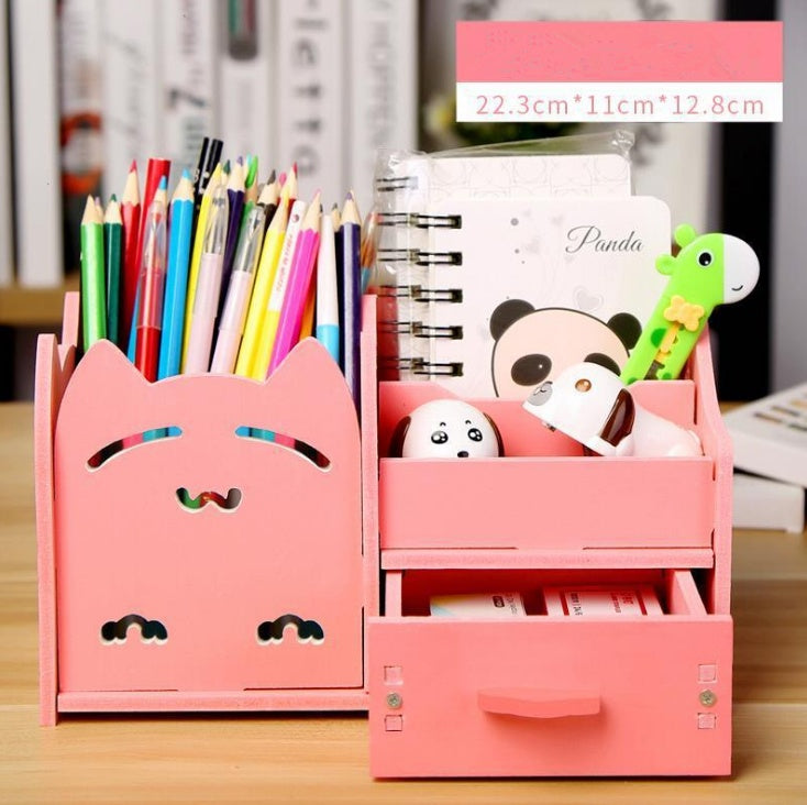 Multi-function pen holder creative student cartoon children desktop small storage box - DropOnline.co