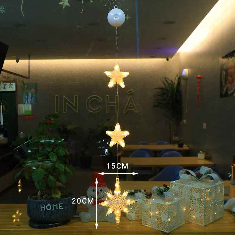 Christmas LED Suction Cup Window Lights 3-Pack - Star Tree Snowflake Hanging Ornaments - DropOnline.co