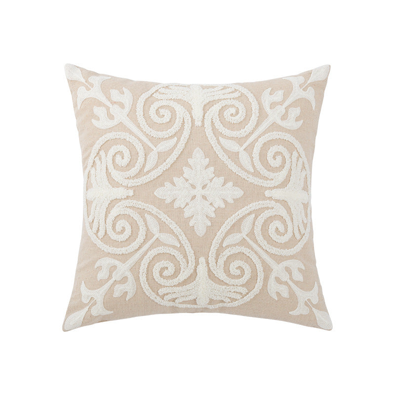 Nordic Sofa Pillow Cushion Cotton Canvas Chain Embroidered Pillowcase - DropOnline.co