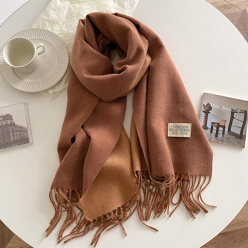Double-Sided Artificial Cashmere Scarf - Women's Winter Warm Couple Scarf - DropOnline.co