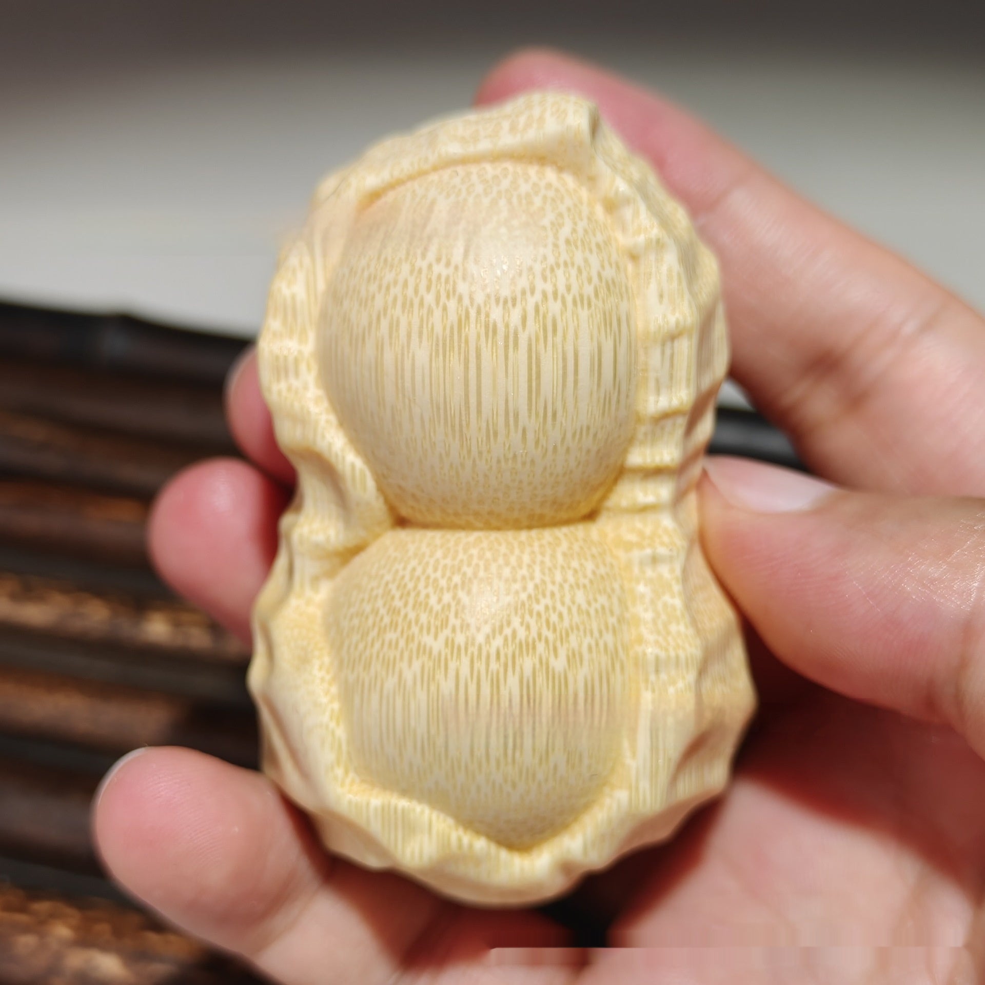 Crafts Pure Natural Solid Bamboo Carving Peanut Ornaments - DropOnline.co