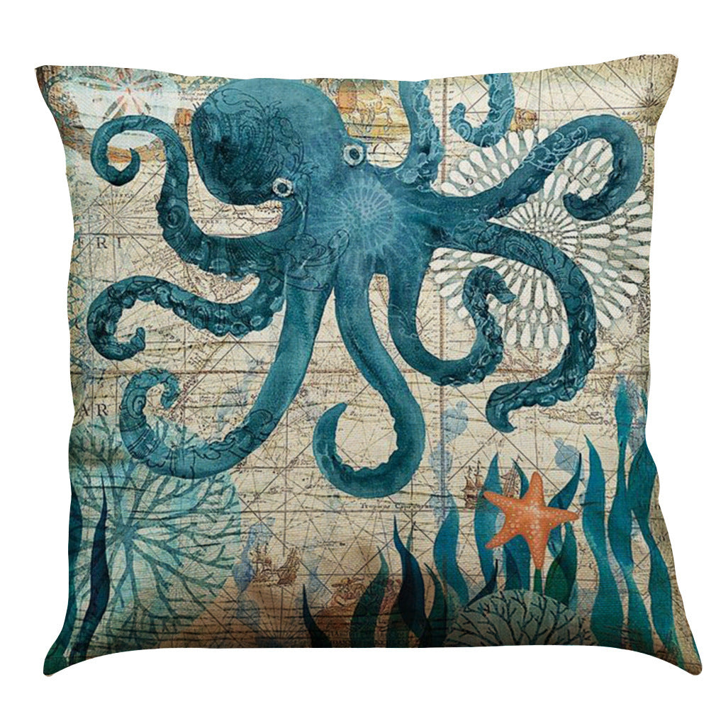 Cushion Covers Sea Turtle Printed Throw Pillow Cases For Home Decor Sofa Chair Seat - DropOnline.co