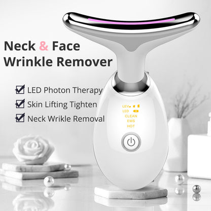 EMS Thermal Neck Lifting Massager - Electric Microcurrent Wrinkle Remover with LED Photon Therapy