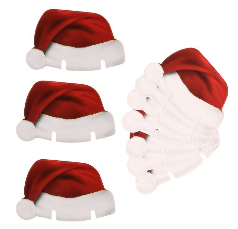 10PcsLot Paper Red Christmas Hat Wine Champagne Tipple Cup Card Christmas Party Table Decor DIY Decorations For Home - DropOnline.co