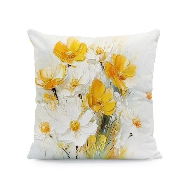 Ink-painting Plum Blossom Yellow Flower Sofa Cushion Cover Without Pillow Core - DropOnline.co