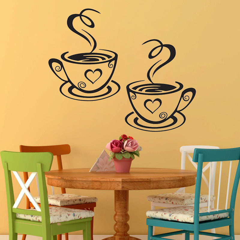 Cup Coffee Removable Wall Sticker Decorative Painting - DropOnline.co