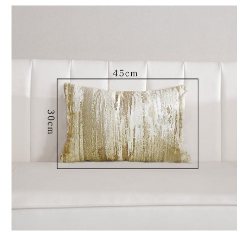 Light Luxury Sofa Cushion Living Room Nordic Velvet Printing Pillow Simple Modern Model Room Pillow Pillowcase - DropOnline.co