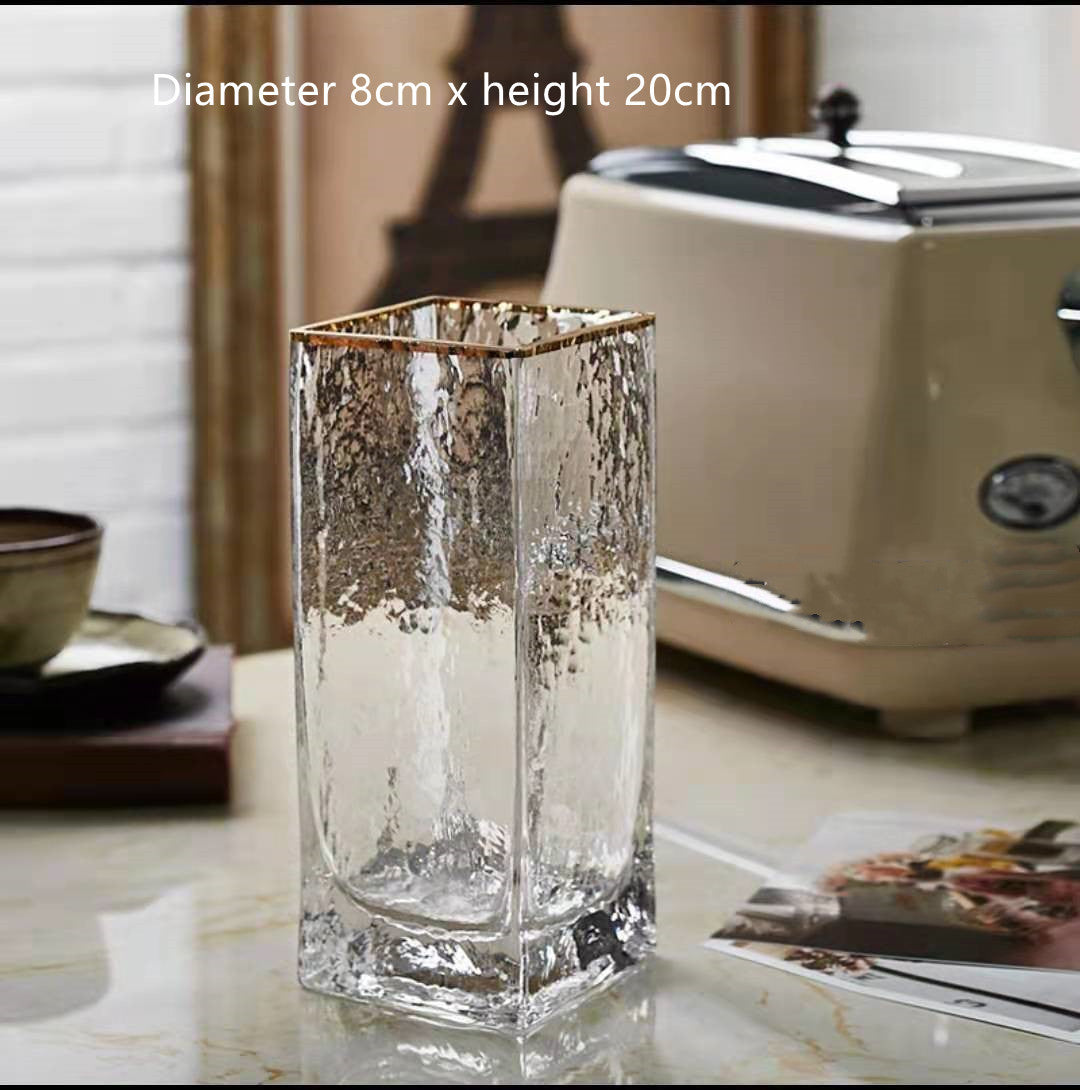 Transparent Gold-painted Glass Vases Flower Home Decor Wedding Decoration - DropOnline.co