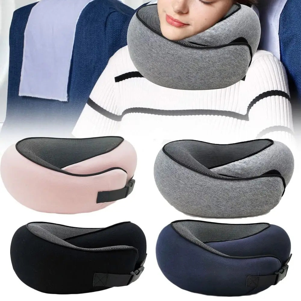 Soft Memory Foam Travel Neck Pillow U Shape Adjustable Support Comfortably Sleeping On Plane Car Office Noon Break - DropOnline.co