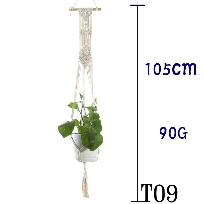 Flower Pot Net Bag Beige Cotton Rope Indoor Plant Hanger Hanging Basket Sling - DropOnline.co