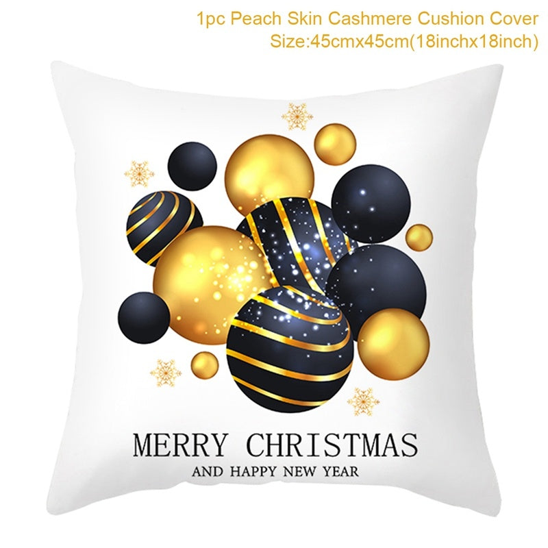 Christmas Printed Throw Pillow Cushion Cover - Festive Linen Holiday Decoration for Home - DropOnline.co