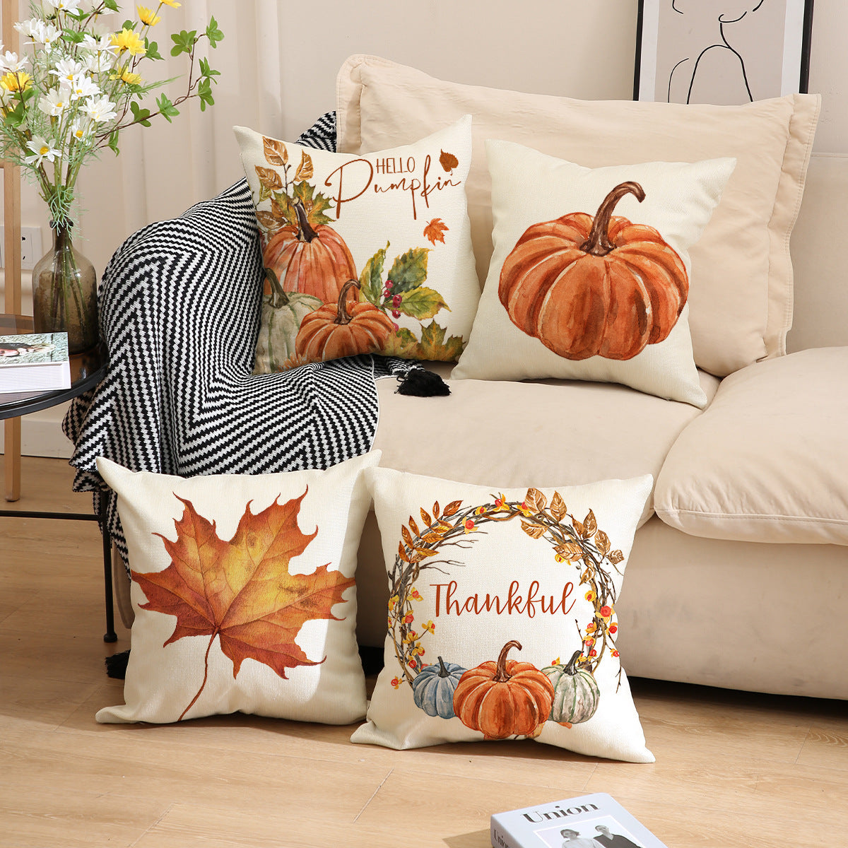 Thanksgiving Pillow Cover Pumpkin Decoration Cushion Cover - DropOnline.co