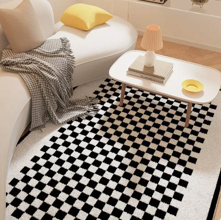 Living Room Carpet Checkerboard Bedroom Floor Cushion Sofa Coffee Table Blanket Dirt Resistant - DropOnline.co