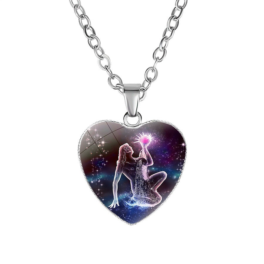 Women's Zodiac Heart Pendant Necklace - Personalized Astrology Jewelry - DropOnline.co