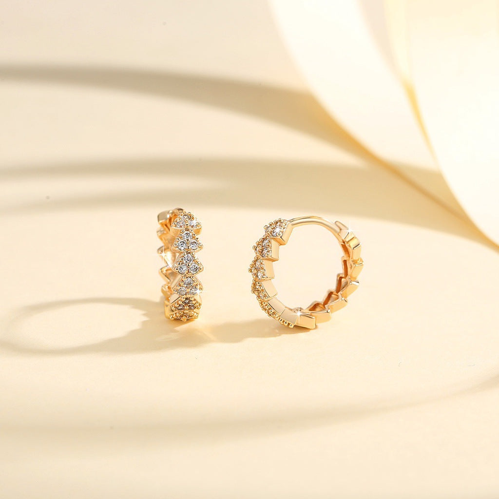 European And American Fashion Copper-plated Gold Inlaid Zircon Earrings - DropOnline.co