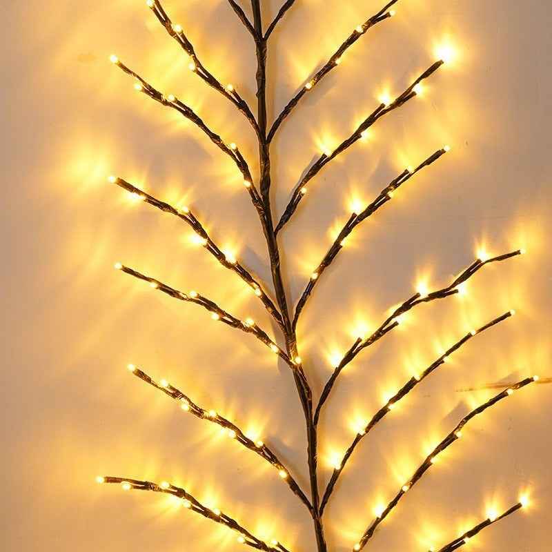LED Christmas Leaves Rattan Lamp 1.8m - 180 Lights Indoor Bedroom Decoration with 8 Functions - DropOnline.co