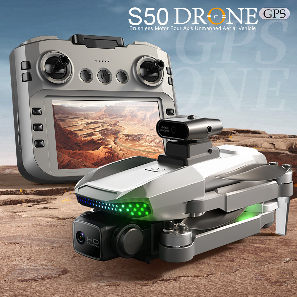 S50 PRO GPS Drone With 2 Batteries, 4.5-inch Large Screen Remote, Real-Time HD Camera, Obstacle Avoidance, Extended Flight Time - DropOnline.co