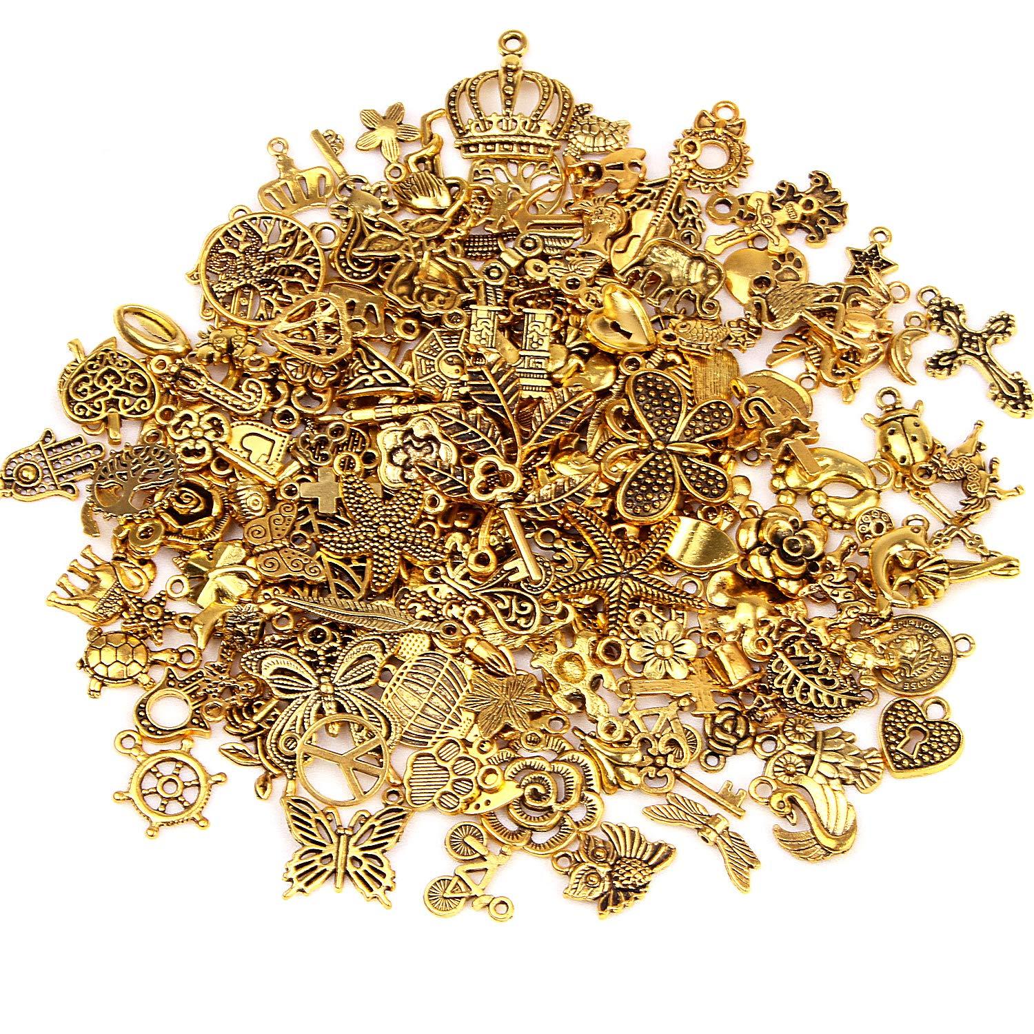 200Pcs Gold Charms Bulk Antique Gold Charms For Jewelry Making Charm Bracelet Necklace Earrings DIY Craft Making-Selling On Amazon Is Prohibited - DropOnline.co