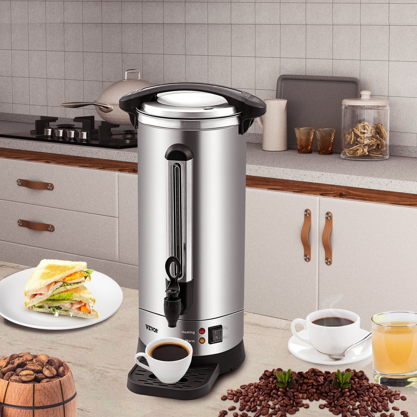 VEVOR Commercial Coffee Urn 110 Cup Stainless Steel Coffee Dispenser Fast Brew - DropOnline.co