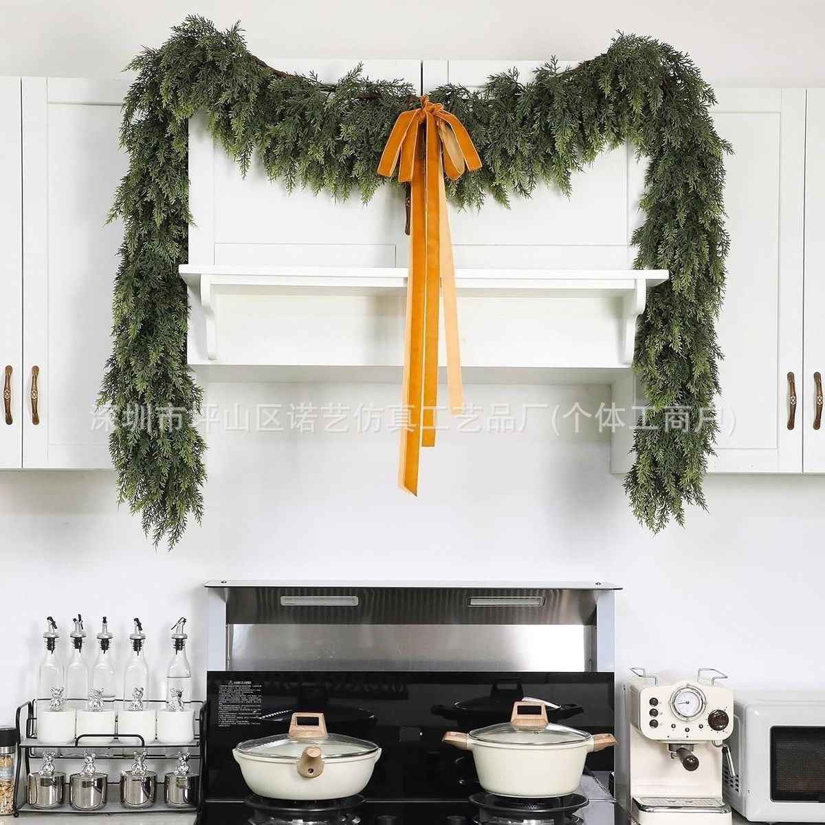 Christmas Pine Needle Garland - Soft Rubber Feel Norfolk Pine Cypress Rattan Decoration (1.5m-2.7m) - DropOnline.co