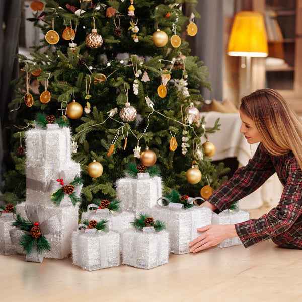 White Christmas Lighting Gift Box - Illuminated Holiday Decoration - DropOnline.co