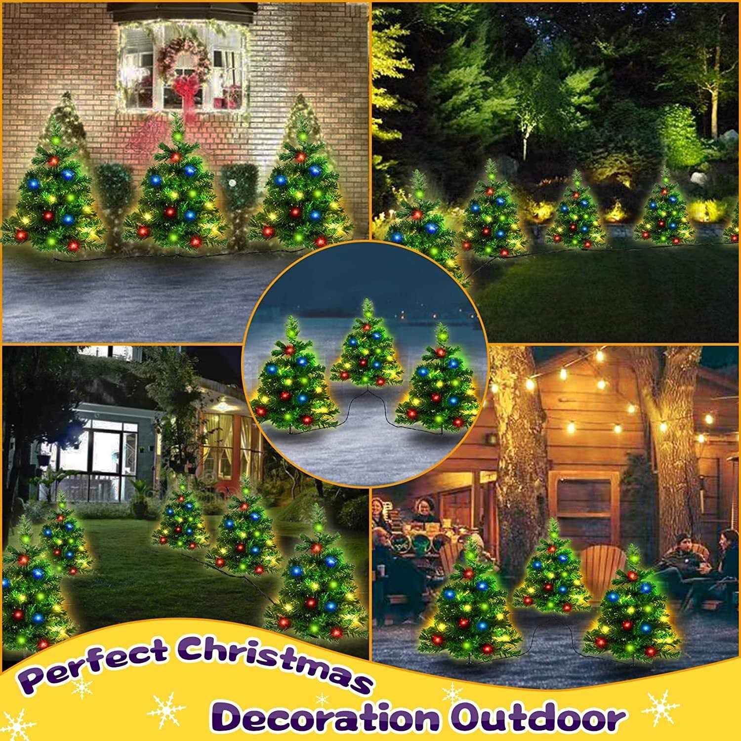 Solar Christmas Tree - 2/4/6 Pack LED Light Multicolor Pathway Decoration
