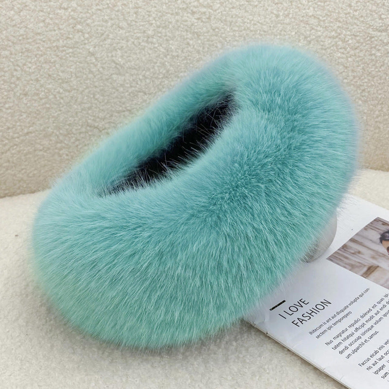 Autumn Winter Fur Hair Ring Hat - Thickened Topless Design - DropOnline.co