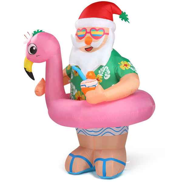5.9ft Hawaiian Elderly Inflatable Christmas Decoration - 6 LED Lights - DropOnline.co