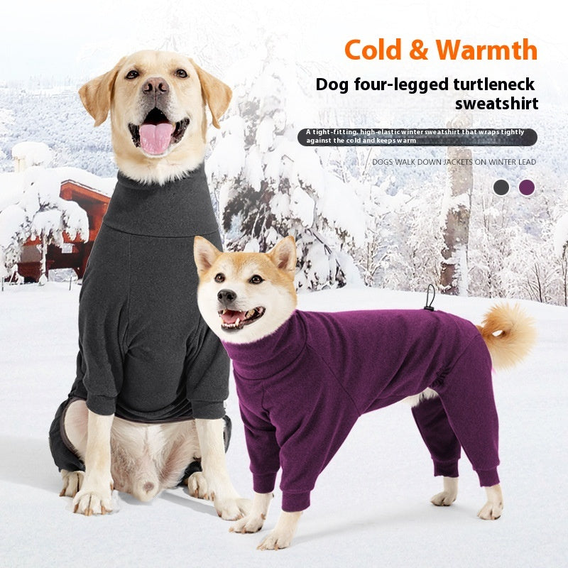 Dog Four-Legged Clothes - High Collar Warm Cold-Proof Polar Fleece Winter Coat - DropOnline.co