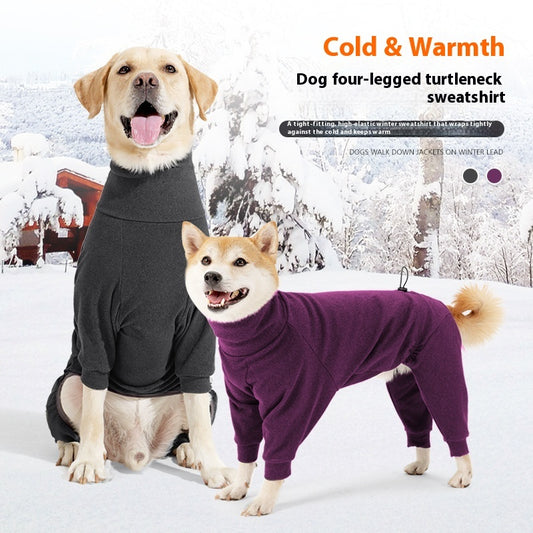 Dog Four-Legged Clothes - High Collar Warm Cold-Proof Polar Fleece Winter Coat - DropOnline.co